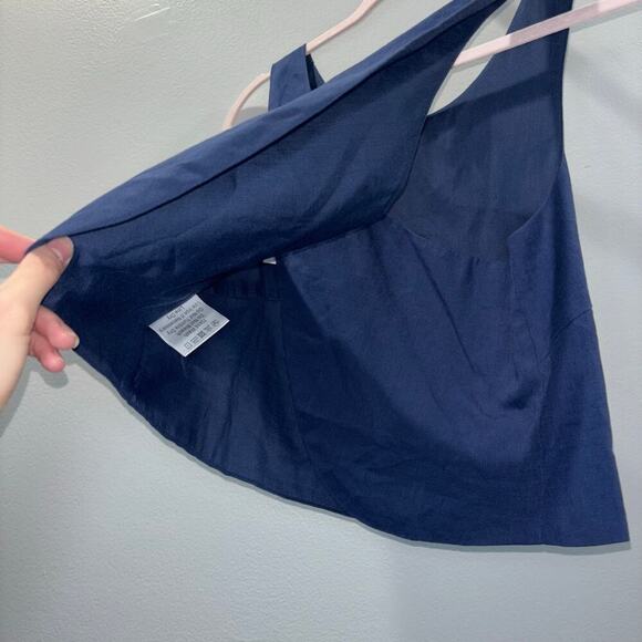 Kourt Navy Blue Sleeveless Wrap Crop Tank Top | Size XS | NWT - Picture 6 of 10